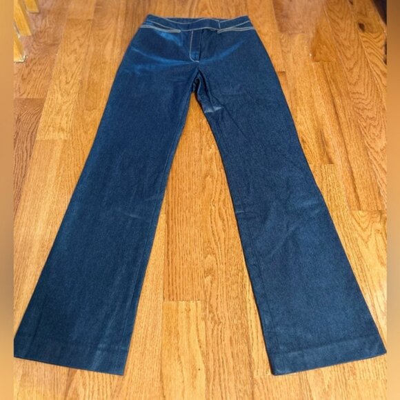 PARASUCO COLLECTION WOMEN HIGH RISE BLUE COATED SHINY STRAIGHT LEGS SIZE 6 - Picture 7 of 8